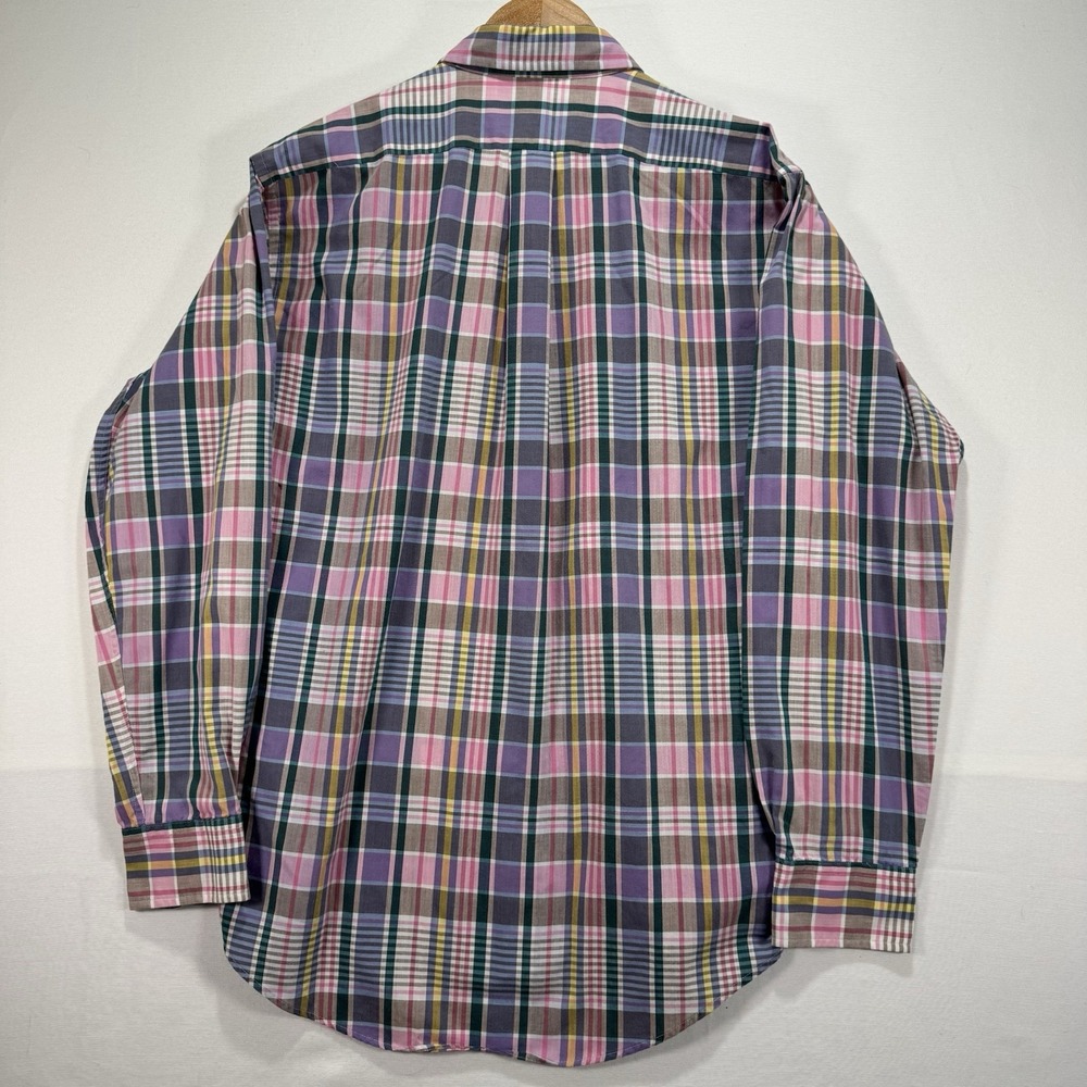 Vintage Chaps Ralph Lauren Long Sleeve Button Down Shirt Mens‎ Pink Plaid - Picture 7 of 7